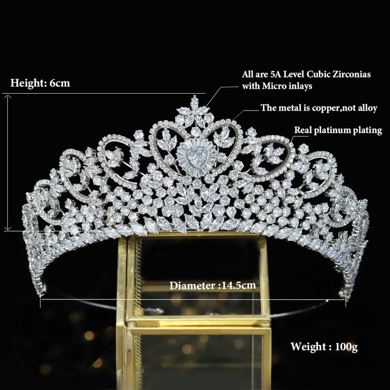 Jorsnovs Wedding Crowns for Bride Cubic Zirconia Tiaras Bridal Diamond Headpieces Corona De Novia Quinceanera Zircon Headband - Image 4